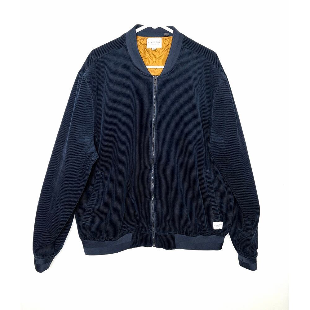 Five Four Los Angeles Jacket Men's XL Navy Bomber Zip Front Corduroy Preppy